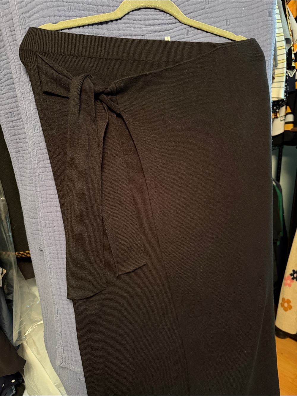 ba&sh Black Wrap Tie-Waist Pencil Skirt